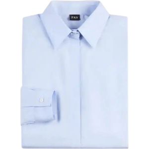 Fay, Dames, Blouses & Shirts, Blauw, Maat: L Katoen,