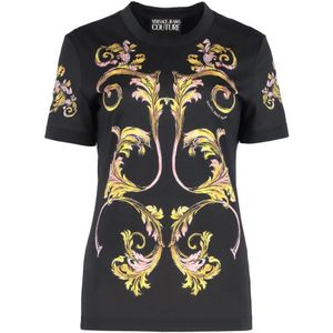 Versace Jeans Couture, Dames, Tops, Zwart, Maat: XS Katoen,