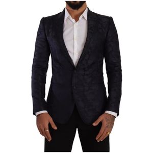 Dolce & Gabbana, Heren, Jassen, Blauw, Maat: XS Zijde,