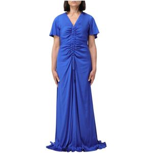 Karl Lagerfeld - Maxi-jurk - Blauw - Ingesnoerde Taille - Elegant Silhouet