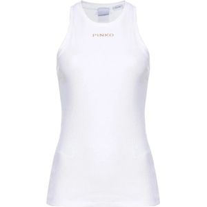 Pinko - Sleeveless Tanktop - Wit - Geribbelde Katoenmix