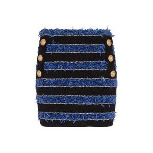 Balmain Gestreekte tweedrok , Blue , Dames , Maat: 2XS