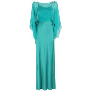 Alberta Ferretti, Dames, Jurken, Blauw, Maat: XS Satijn,