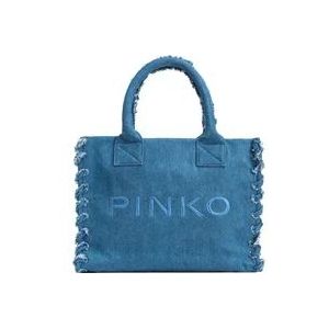 Pinko Blauwe Denim Strand Shopper Tas , Blue , Dames , Maat: ONE Size