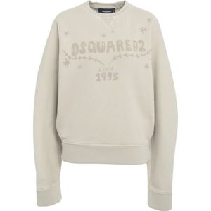 Dsquared2, Dames, Sweatshirts & Hoodies, Beige, Maat: L Katoen,