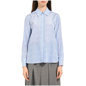 Max Mara Studio, Dames, Blouses & Shirts, Blauw, Maat: L Zijde,