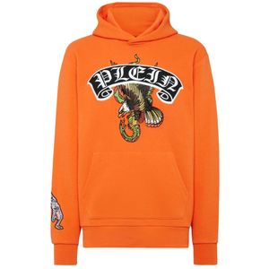 Philipp Plein, Heren, Sweatshirts & Hoodies, Oranje, Maat: 4XL Katoen,