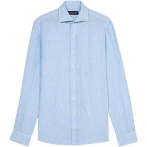 Brooks Brothers, Heren, Overhemden, Blauw, Maat: 2XL Linnen,