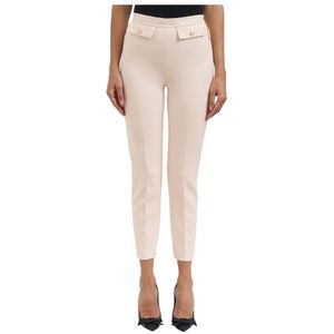 Elisabetta Franchi, Dames, Broeken, Wit, Maat: XS Leer,