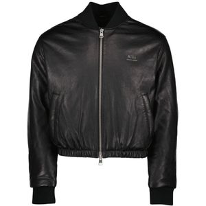 Ami Paris, Heren, Jassen, Zwart, Maat: S Leer,