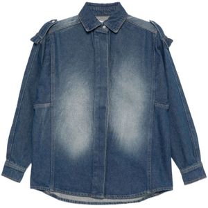 Gimaguas, Dames, Blouses & Shirts, Blauw, Maat: 3XS Denim,
