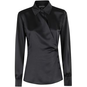 Emporio Armani, Dames, Blouses & Shirts, Zwart, Maat: S Satijn,