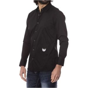 John Richmond, Heren, Overhemden, Zwart, Maat: M Katoen,