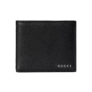 Gucci Zwarte Leren Portemonnee met Logo Plaque , Black , unisex , Maat: ONE Size