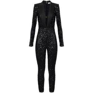 Elisabetta Franchi, Dames, Jumpsuits & Playsuits, Zwart, Maat: L Jersey,