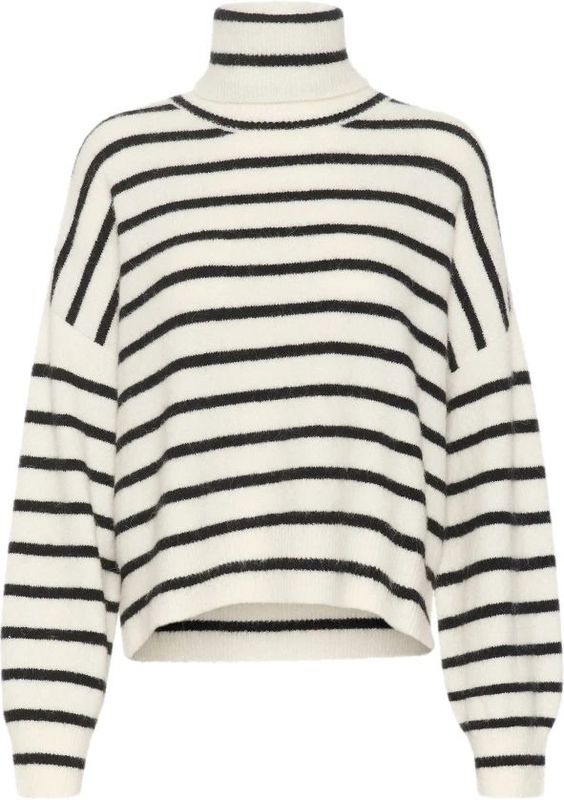 Gestuz - Alphagz Rollneck Striped Noos - Gebreide Coltrui - Wit - Dames