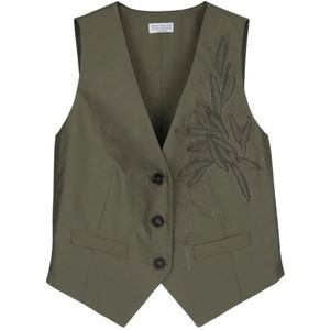 Brunello Cucinelli, Dames, Jassen, Groen, Maat: S Katoen,