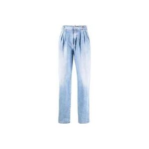 Dsquared2 High-waisted boxy jeans met plooien , Blue , Dames , Maat: XS