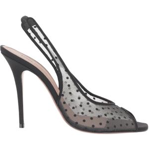 Amina Muaddi, Dames, Schoenen, Zwart, Maat: 36 1/2 EU Leer,