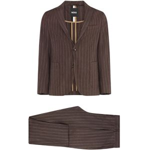Hugo, Heren, Pakken, Bruin, Maat: M Linnen,