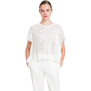 Twinset, Dames, Truien, Wit, Maat: M Katoen,