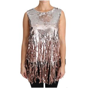 Dolce & Gabbana, Dames, Tops, Geel, Maat: 3XS Leer,