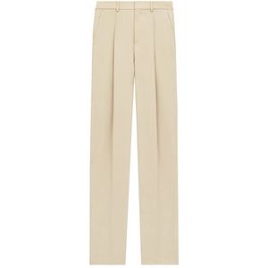 Saint Laurent, Heren, Broeken, Beige, Maat: L Wol,