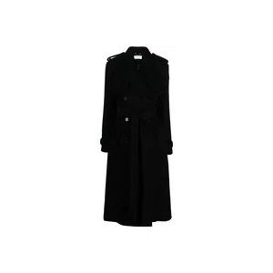 Chloé Klassieke Trenchcoat met Brede Revers , Black , Dames , Maat: L