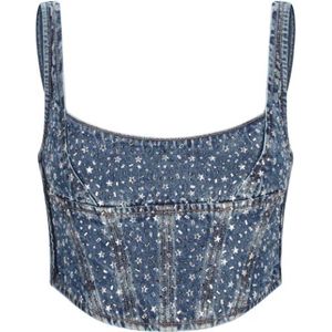 Alessandra Rich, Dames, Tops, Blauw, Maat: 2XS Denim,