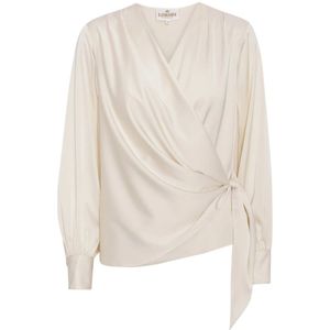 Karmamia, Dames, Blouses & Shirts, Beige, Maat: XL Satijn,