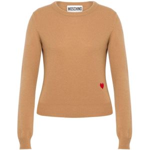 Moschino, Dames, Truien, Bruin, Maat: S Wol,