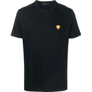 Versace Zwarte Medusa Geborduurde T-shirts en Polos , Black , Heren , Maat: 2XL