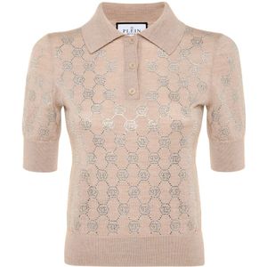 Philipp Plein, Dames, Truien, Beige, Maat: XS Wol,