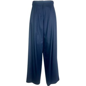 Max Mara Studio, Dames, Broeken, Blauw, Maat: XS Wol,