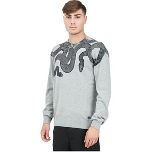 Just Cavalli - Gebreide Trui - Grijs - Ronde Hals - Heren