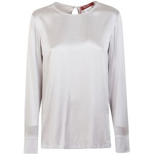 Max Mara Studio, Dames, Blouses & Shirts, Grijs, Maat: S Zijde,