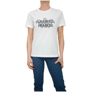 Elisabetta Franchi, Dames, Tops, Wit, Maat: S Katoen,
