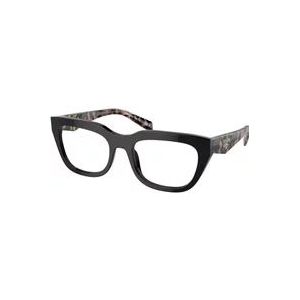 Prada Damesbril met onregelmatige vorm en militair patroon , Black , Dames , Maat: 54 MM