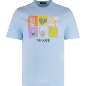Versace, Heren, Tops, Blauw, Maat: S Katoen,