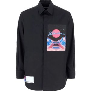 Valentino, Heren, Overhemden, Zwart, Maat: L Poliester,