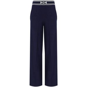 Elisabetta Franchi, Dames, Broeken, Blauw, Maat: XS Viscose,