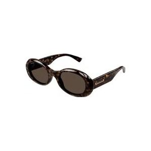 Gucci Stijlvolle ovale zonnebril Gg1587S 002 , Brown , unisex , Maat: 52 MM