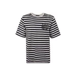 Versace Gestreept Jersey T-shirt met Geborduurd Nautisch Embleem , Multicolor , Heren , Maat: L