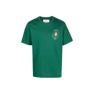 Casablanca Bedrukt T-shirt Mps24 JTS , Green , Heren , Maat: XL