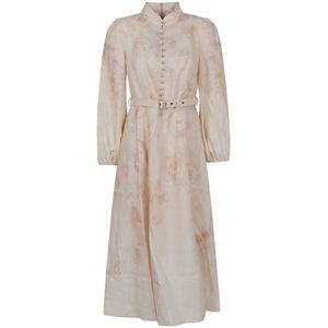 Zimmermann Blauwe Linnen Jurk Elegante Stijl , Beige , Dames , Maat: M