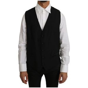Dolce & Gabbana, Heren, Pakken, Zwart, Maat: XS Wol,