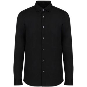 Emporio Armani, Heren, Overhemden, Zwart, Maat: M Jersey,
