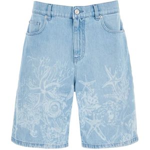 Versace Barocco Sea Denim Bermuda Shorts , Blue , Heren , Maat: W33