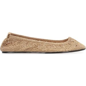 - "Belna" Crochet Ballerinas – Gold in goud