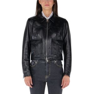 Tom Ford, Dames, Jassen, Zwart, Maat: S Leer,